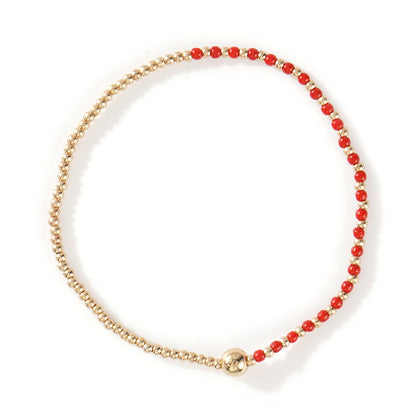 Gold Beaded Bracelet Set Suitable For Girls Handmade Friendship Style Daily Wear Jewelry Sweet Style Round And Laser Customization