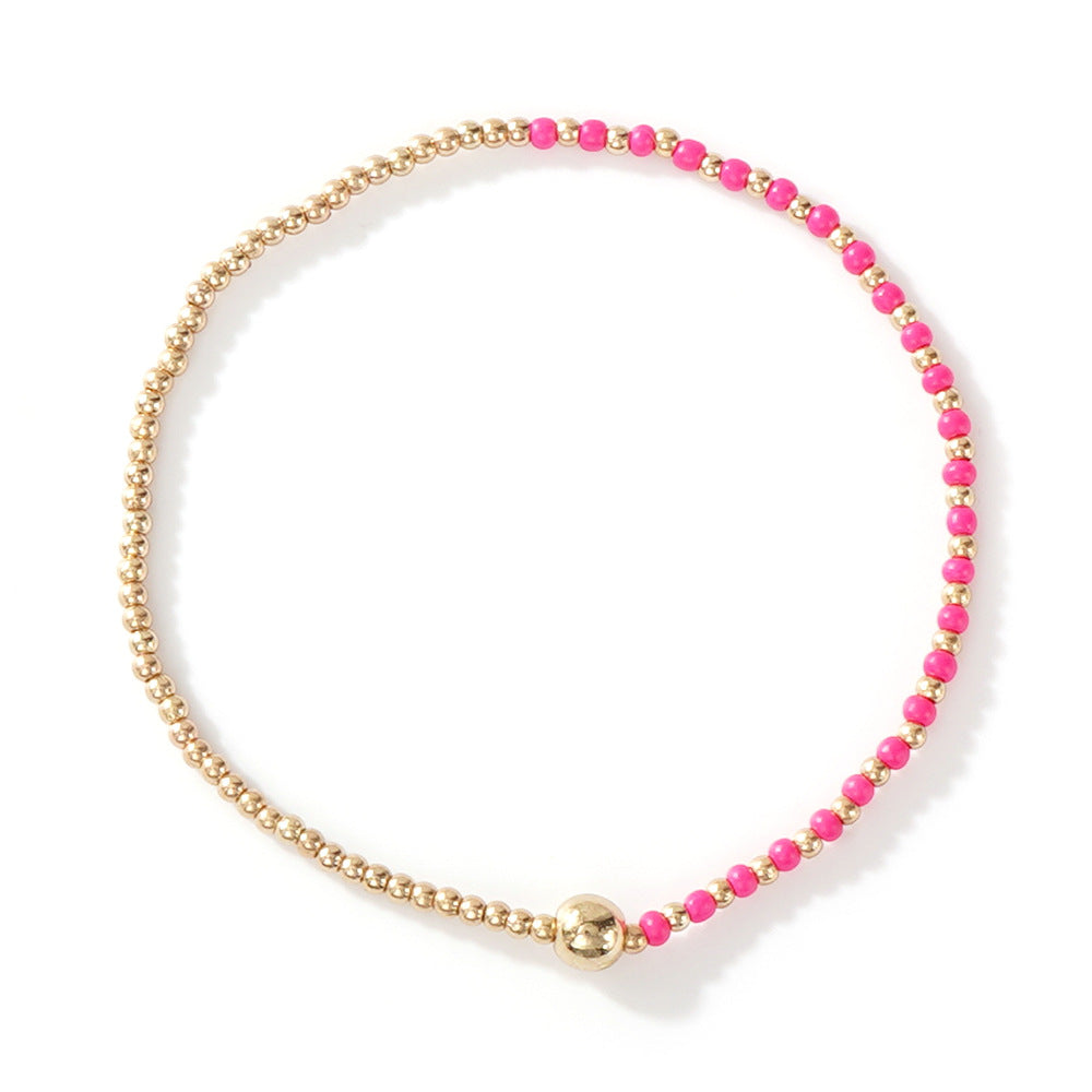Gold Beaded Bracelet Set Suitable For Girls Handmade Friendship Style Daily Wear Jewelry Sweet Style Round And Laser Customization