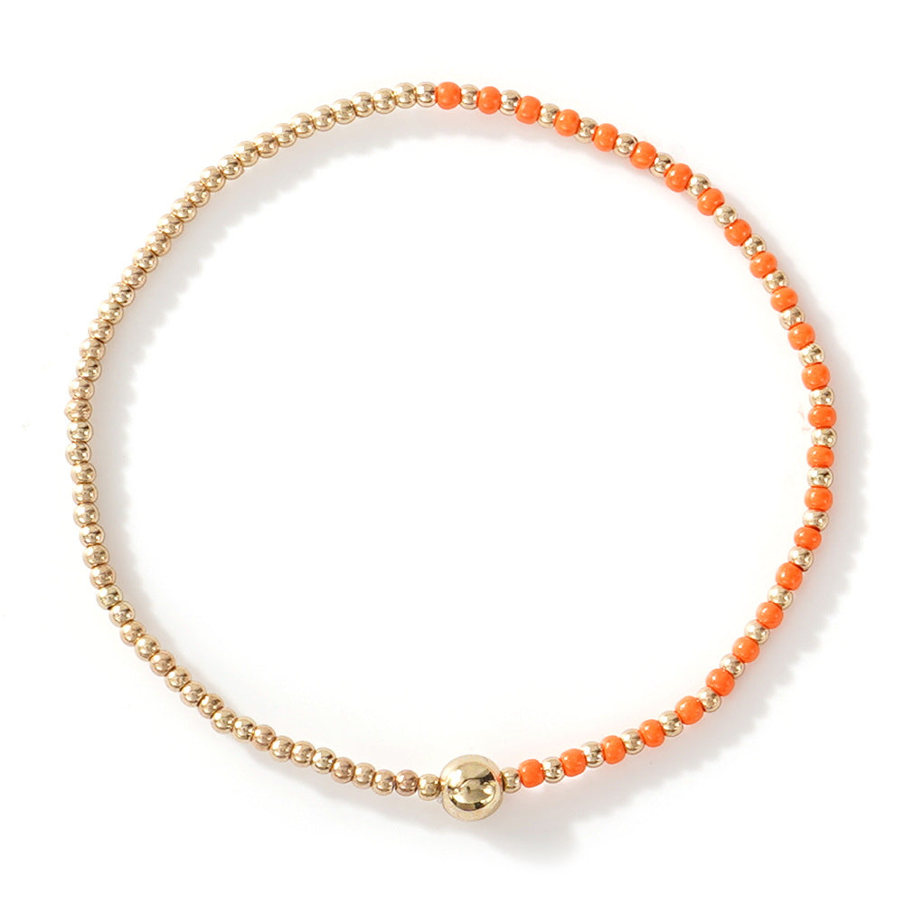 Gold Beaded Bracelet Set Suitable For Girls Handmade Friendship Style Daily Wear Jewelry Sweet Style Round And Laser Customization