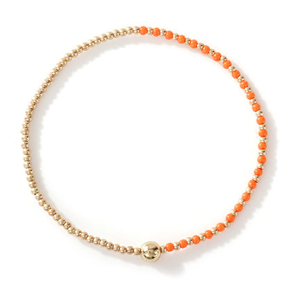 Gold Beaded Bracelet Set Suitable For Girls Handmade Friendship Style Daily Wear Jewelry Sweet Style Round And Laser Customization