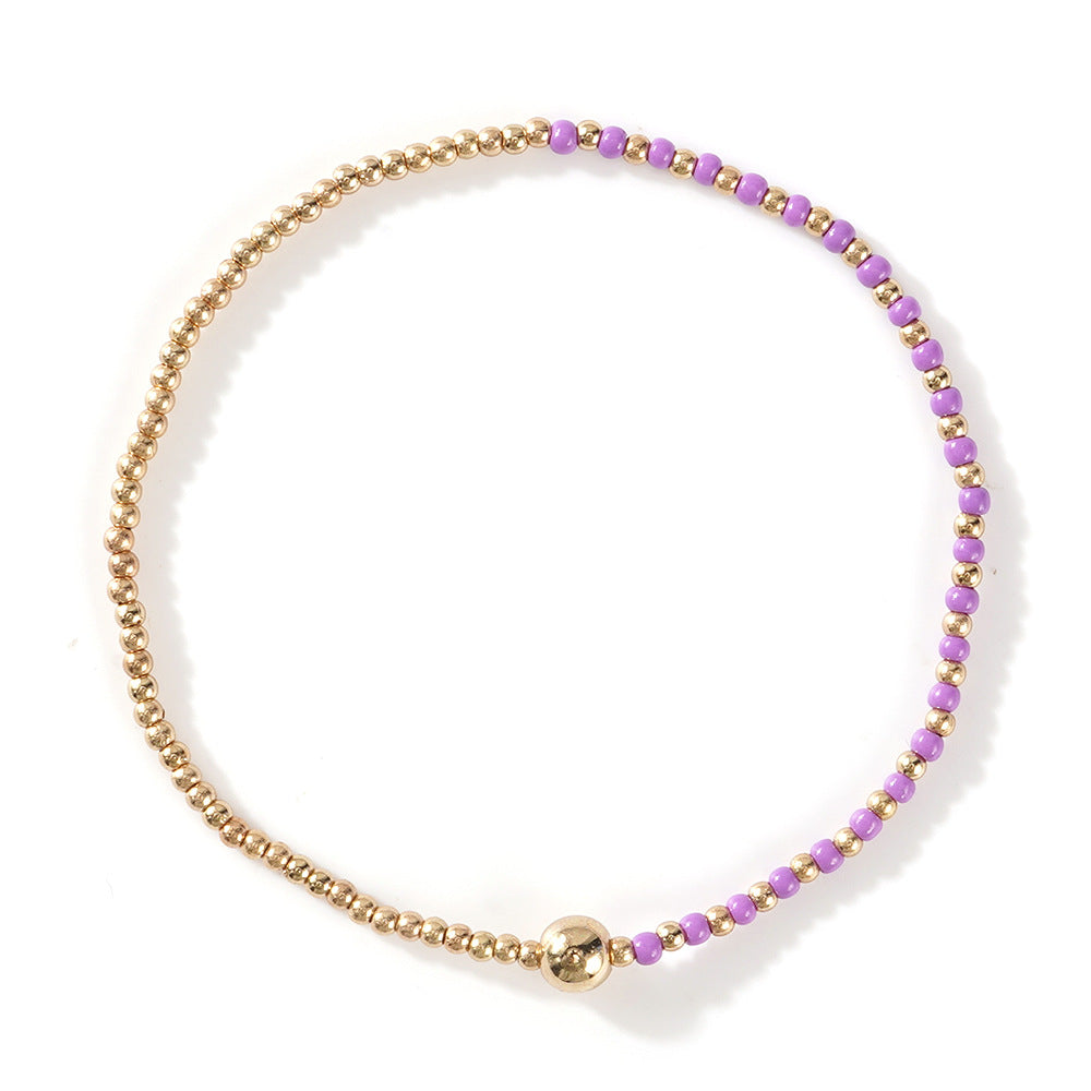Gold Beaded Bracelet Set Suitable For Girls Handmade Friendship Style Daily Wear Jewelry Sweet Style Round And Laser Customization