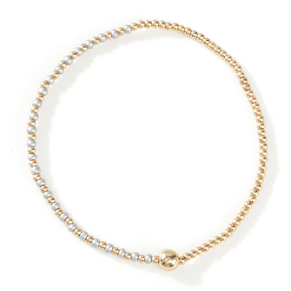 Gold Beaded Bracelet Set Suitable For Girls Handmade Friendship Style Daily Wear Jewelry Sweet Style Round And Laser Customization