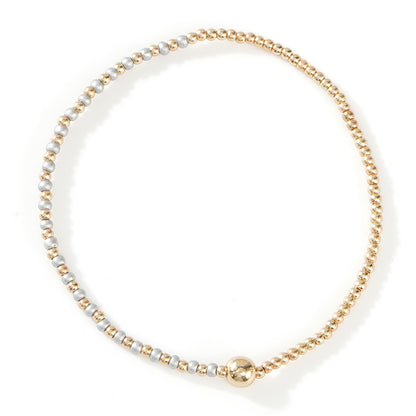 Gold Beaded Bracelet Set Suitable For Girls Handmade Friendship Style Daily Wear Jewelry Sweet Style Round And Laser Customization