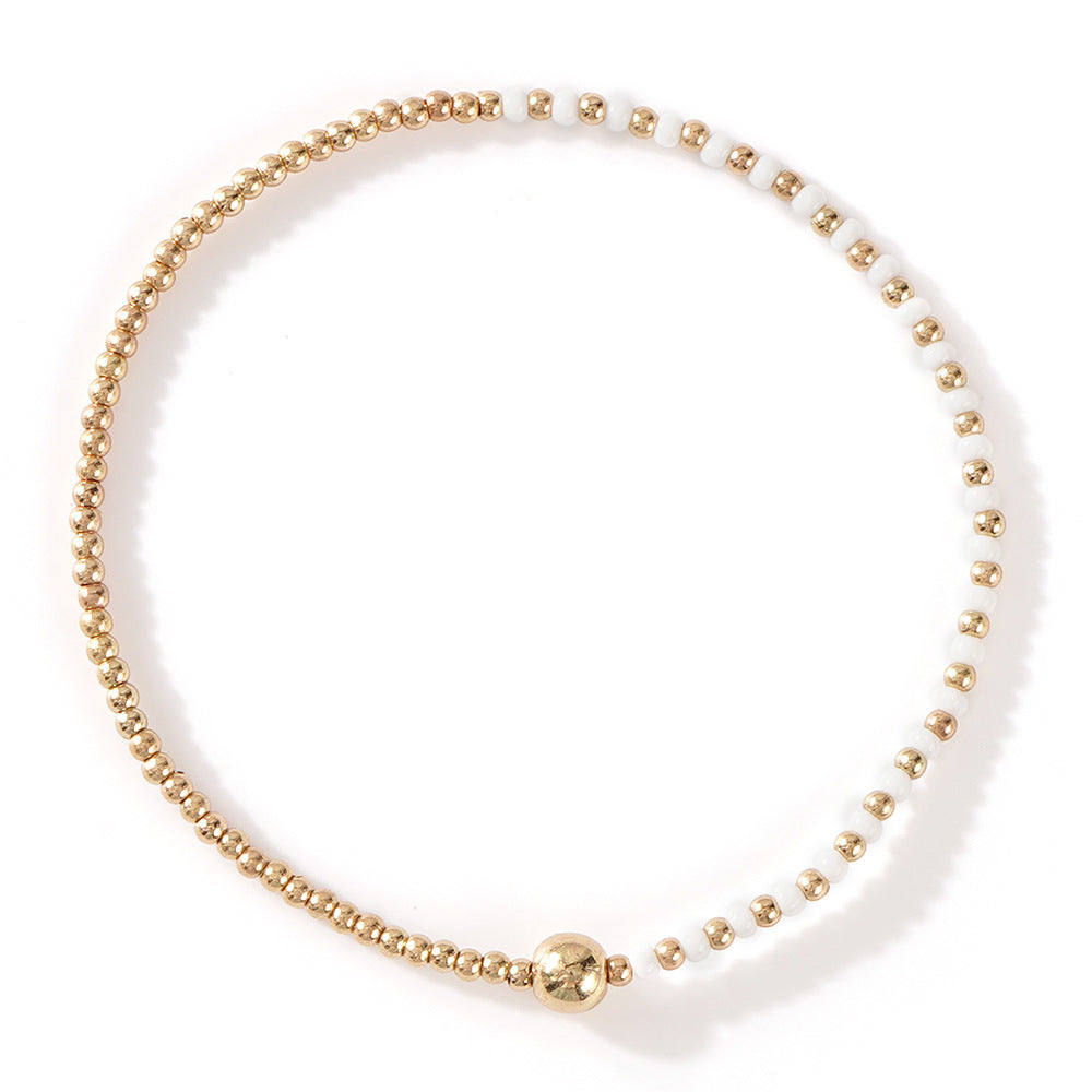 Gold Beaded Bracelet Set Suitable For Girls Handmade Friendship Style Daily Wear Jewelry Sweet Style Round And Laser Customization