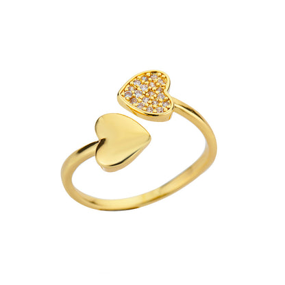Heart Shape Ring For Valentine’s Day Featuring 18K Real Gold Plated Copper With Zircon Inlay