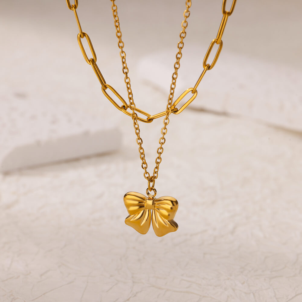 Cross Pendant Necklace For Women In 304 Stainless Steel With Electroplated 18K Gold Plated Finish And Cable Chain