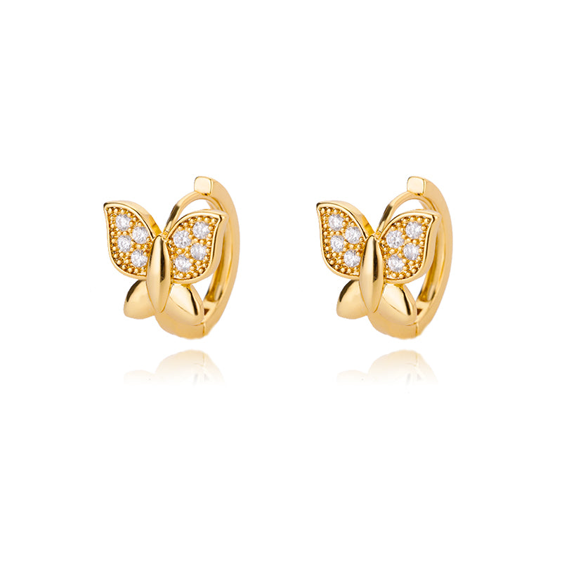 Geometric Waterproof Non Tarnish Earrings For Women, Copper With 18K Real Gold Plated PVD Coating And Zircon Inlay