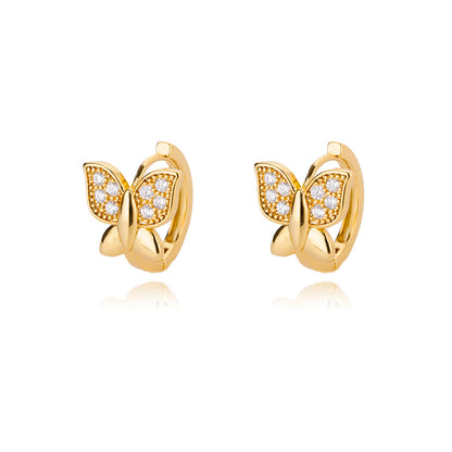 Geometric Waterproof Non Tarnish Earrings For Women, Copper With 18K Real Gold Plated PVD Coating And Zircon Inlay
