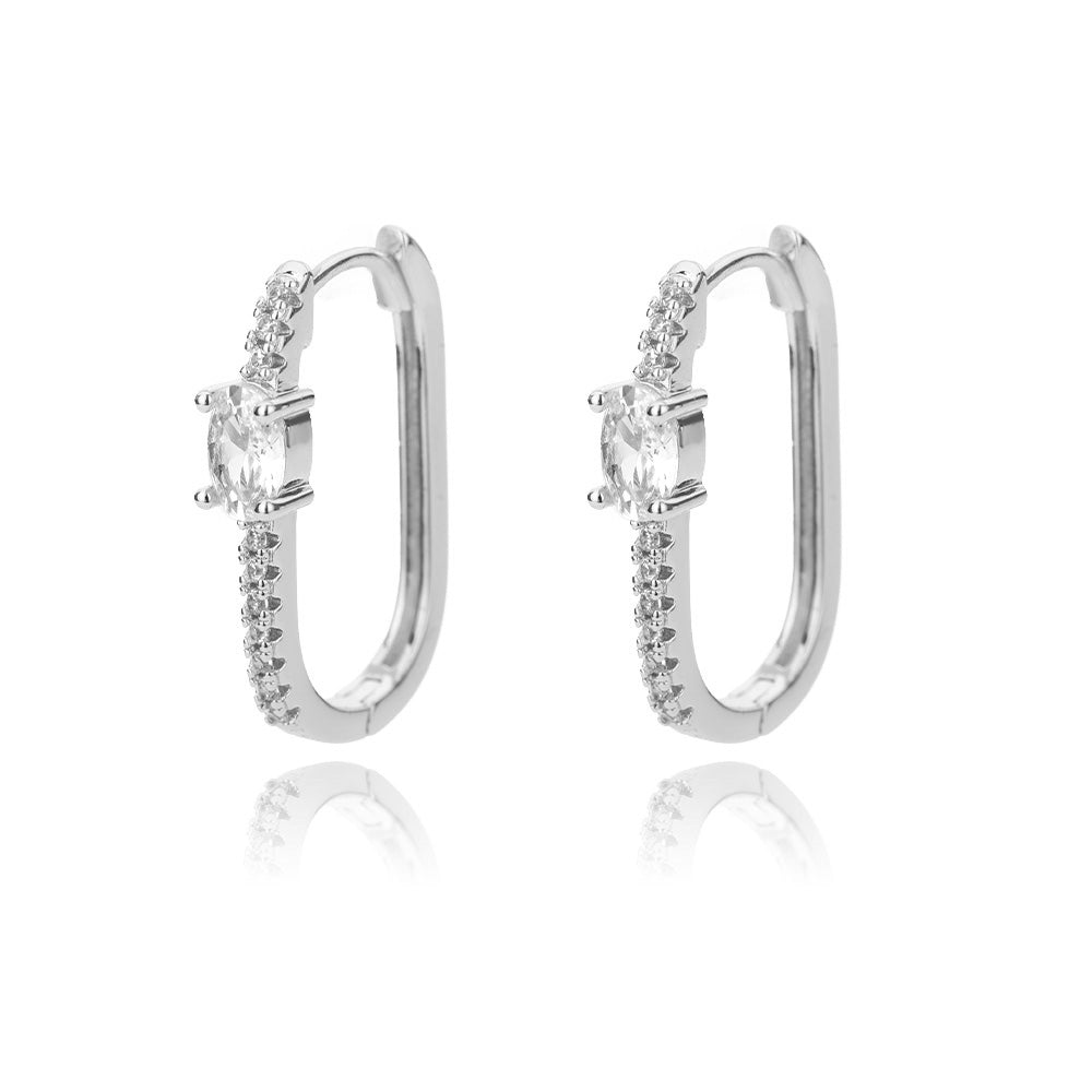 Geometric Waterproof Non Tarnish Earrings For Women, Copper With 18K Real Gold Plated PVD Coating And Zircon Inlay