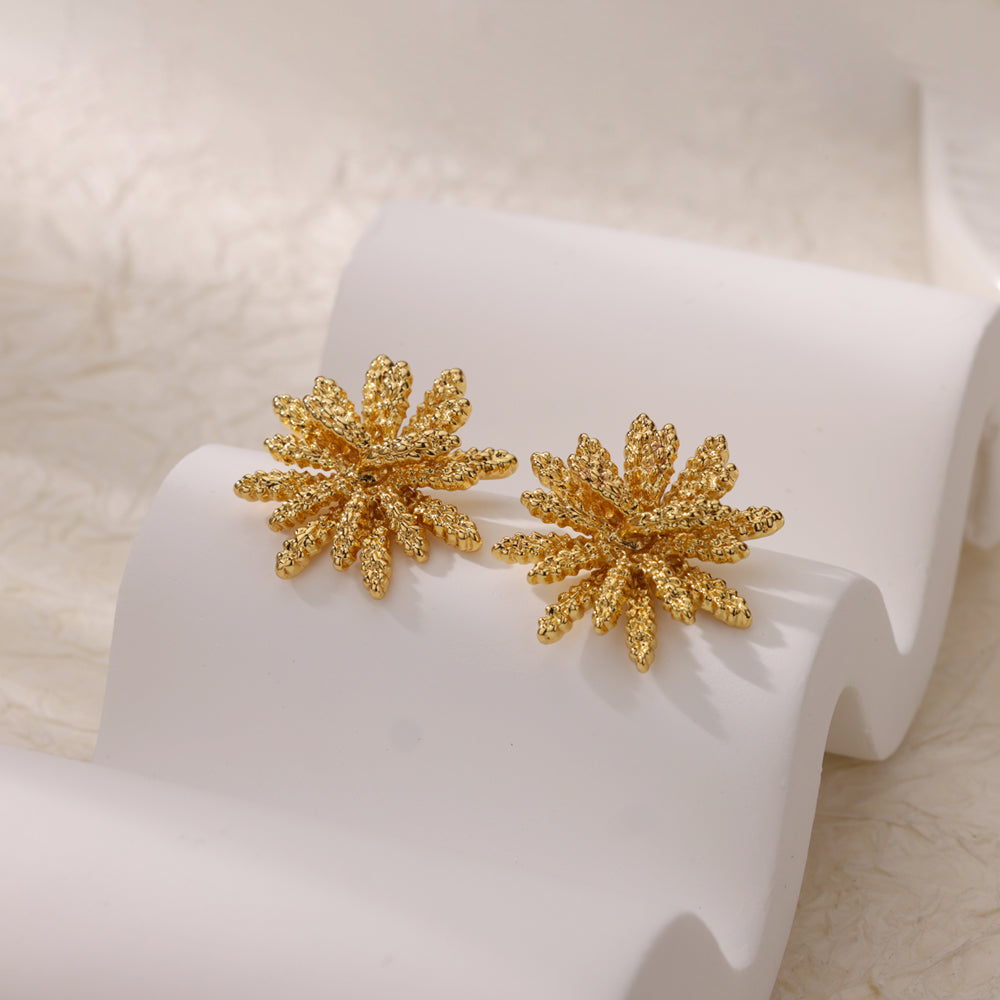Geometric Waterproof Non Tarnish Earrings For Women, Copper With 18K Real Gold Plated PVD Coating And Zircon Inlay