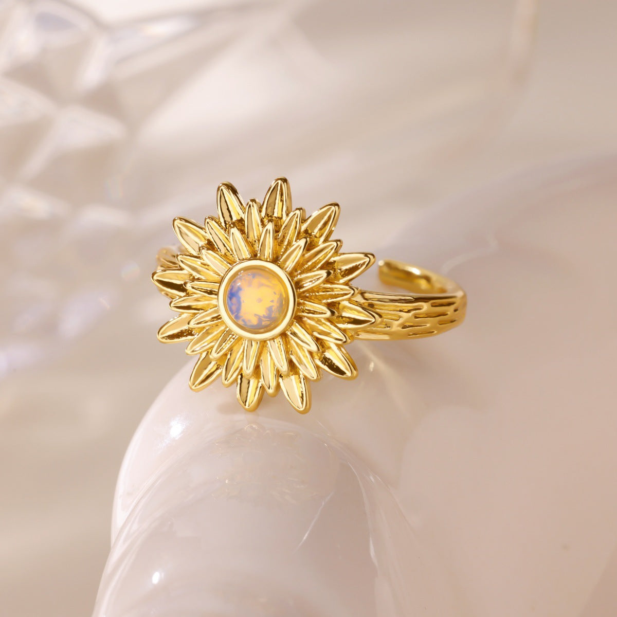 Glam Butterfly Open Ring For Women In Copper With 18K Gold Plating And Zircon Inlay