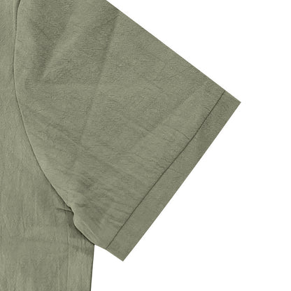 Men's Casual Beach Shorts Co-ord Set In Army Green Linen With Shirt Collar For Comfortable Summer Wear