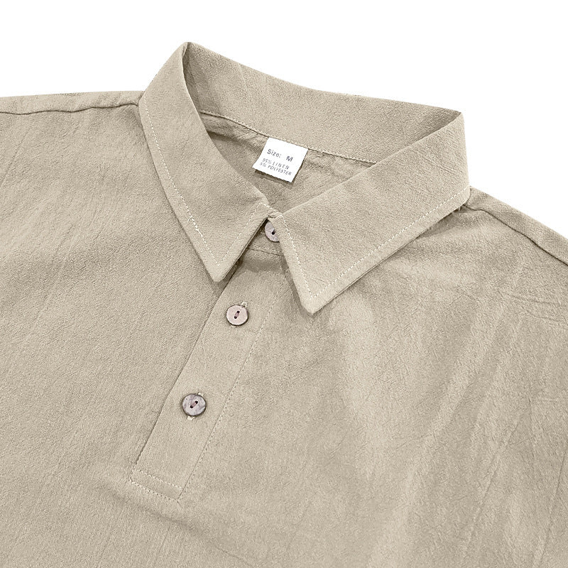 Men's Casual Beach Shorts Co-ord Set In Army Green Linen With Shirt Collar For Comfortable Summer Wear