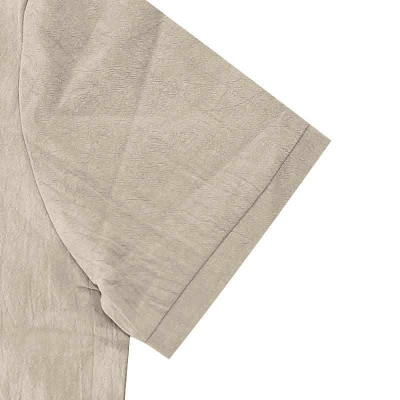 Men's Casual Beach Shorts Co-ord Set In Army Green Linen With Shirt Collar For Comfortable Summer Wear