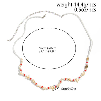 Bohemian Shell Waist Chain For Women Featuring Starfish Design In White