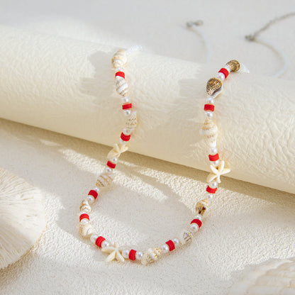 Bohemian Shell Waist Chain For Women Featuring Starfish Design In White