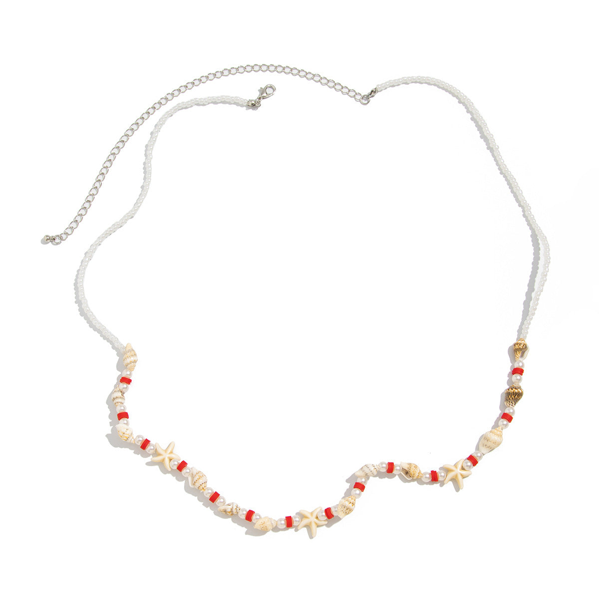 Bohemian Shell Waist Chain For Women Featuring Starfish Design In White