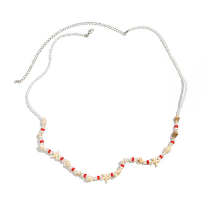 Bohemian Shell Waist Chain For Women Featuring Starfish Design In White