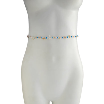 Bohemian Shell Waist Chain For Women Featuring Starfish Design In White