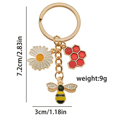 Bee Honeycomb Pendant Featuring A Detailed Bee Pattern In Durable Alloy, Available In Yellow
