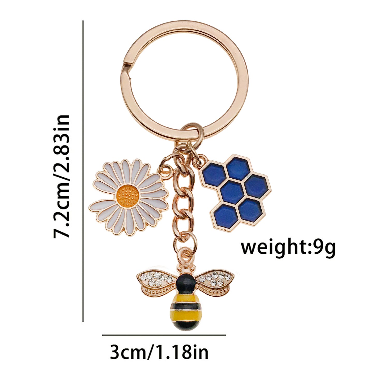 Bee Honeycomb Pendant Featuring A Detailed Bee Pattern In Durable Alloy, Available In Yellow