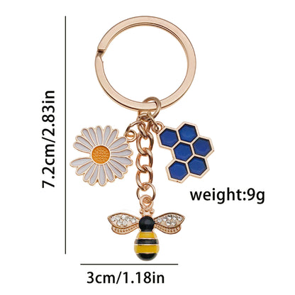 Bee Honeycomb Pendant Featuring A Detailed Bee Pattern In Durable Alloy, Available In Yellow