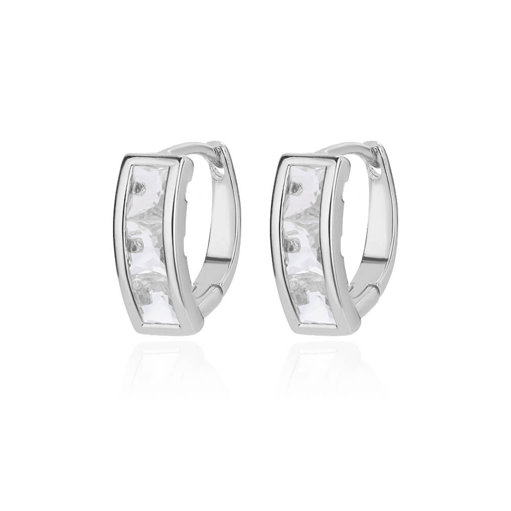 Geometric Waterproof Non Tarnish Earrings For Women, Copper With 18K Real Gold Plated PVD Coating And Zircon Inlay