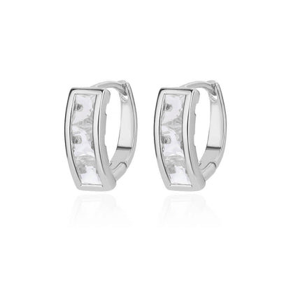 Geometric Waterproof Non Tarnish Earrings For Women, Copper With 18K Real Gold Plated PVD Coating And Zircon Inlay