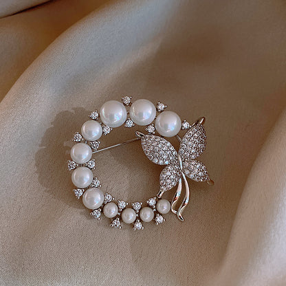 Butterfly Pin Brooch Made Of Zinc Alloy Featuring May Birthstone Emerald