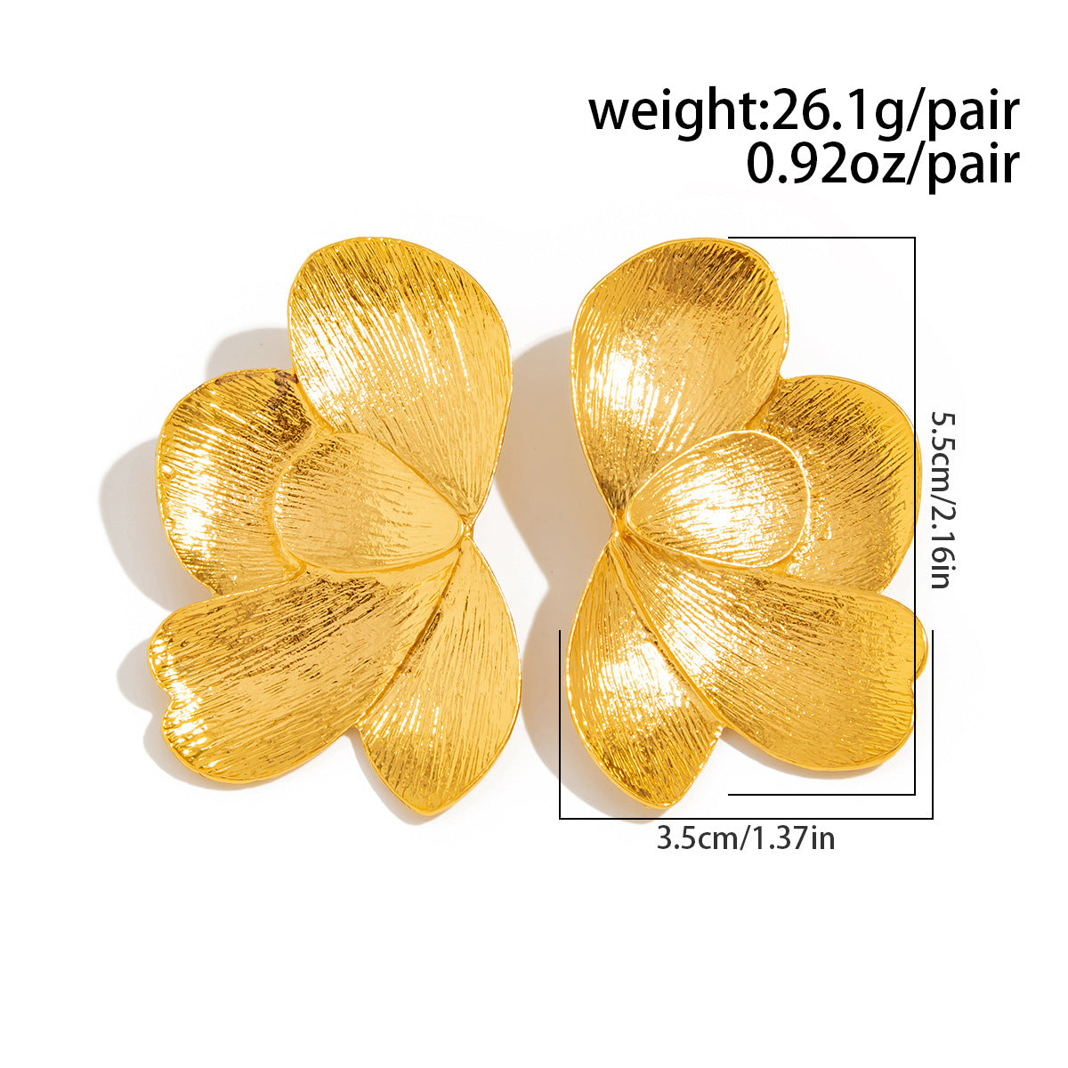 Asymmetrical Flowers Stud Earrings For Women In Zinc Alloy With Golden Plated Electroplated Finish