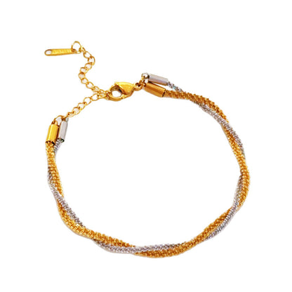 For Women Waterproof Non Tarnish Titanium Steel Jewelry Set With Electroplated Gold Plating And Twisted Rope Chain