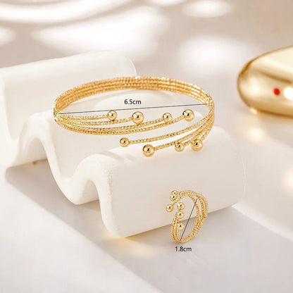 Round Metal Bangle For Bracelets In Golden Color, 1 Set