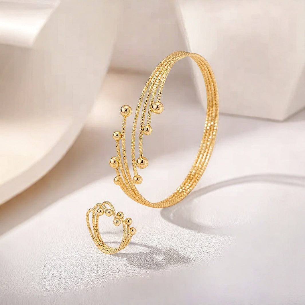 Round Metal Bangle For Bracelets In Golden Color, 1 Set