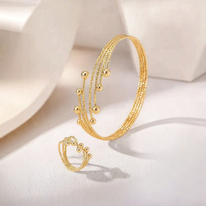 Round Metal Bangle For Bracelets In Golden Color, 1 Set