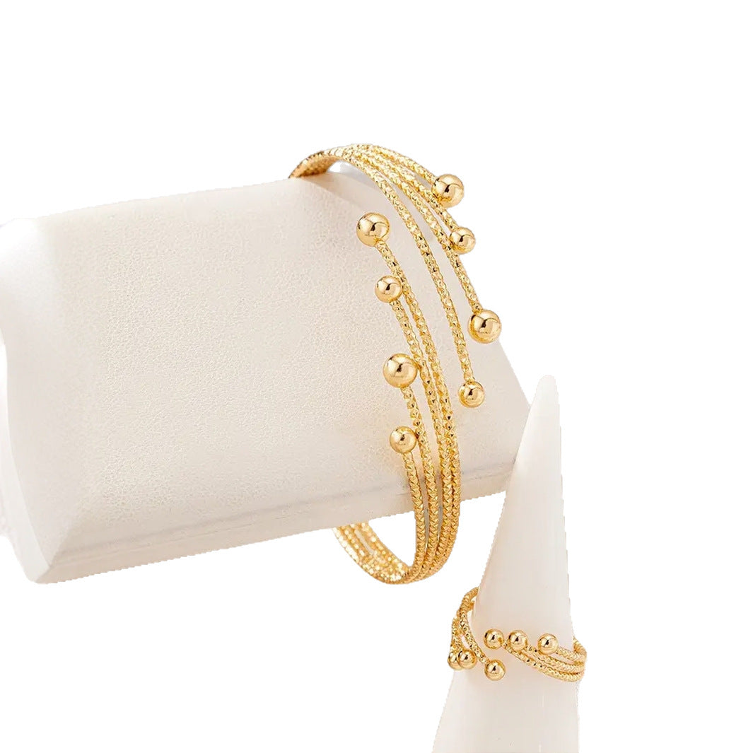 Round Metal Bangle For Bracelets In Golden Color, 1 Set