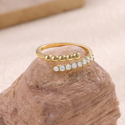 Ball Pattern Open Rings For Women In Copper With 18K Real Gold Plated Finish, Available In Golden