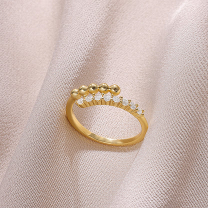 Ball Pattern Open Rings For Women In Copper With 18K Real Gold Plated Finish, Available In Golden