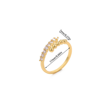 Ball Pattern Open Rings For Women In Copper With 18K Real Gold Plated Finish, Available In Golden