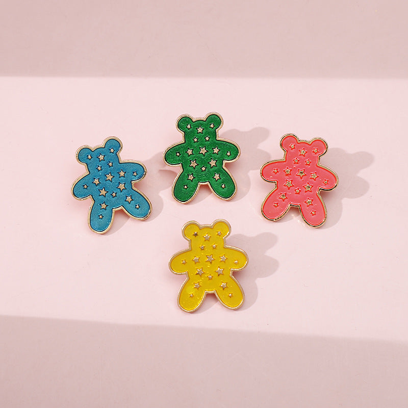Bear Pin Brooch In Red Featuring Durable Zinc Alloy Material