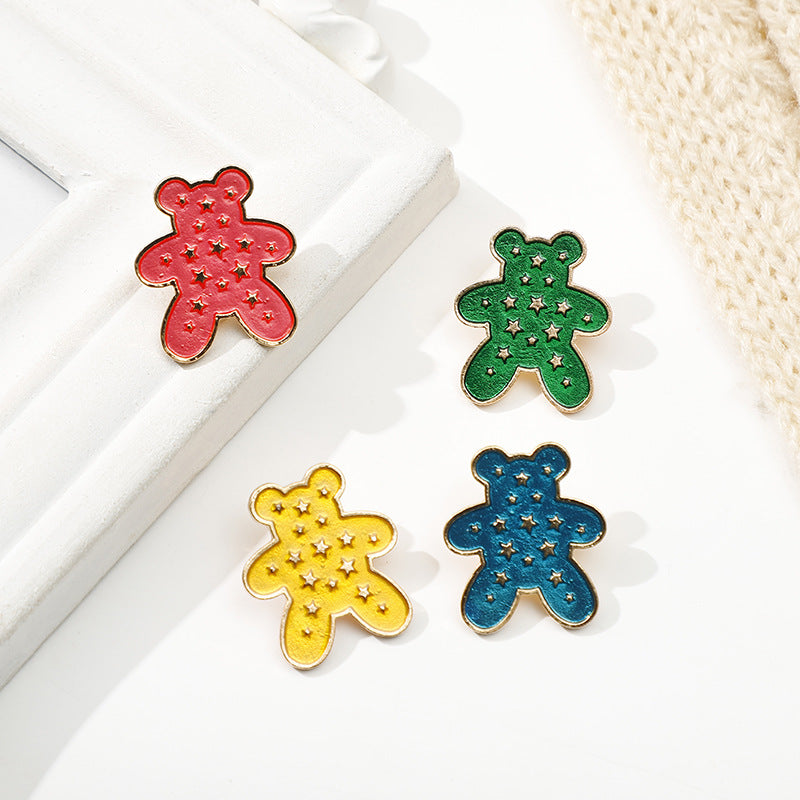 Bear Pin Brooch In Red Featuring Durable Zinc Alloy Material