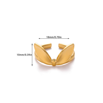 Butterfly Open Ring For Women In Copper With Zircon Inlay, Available In Golden