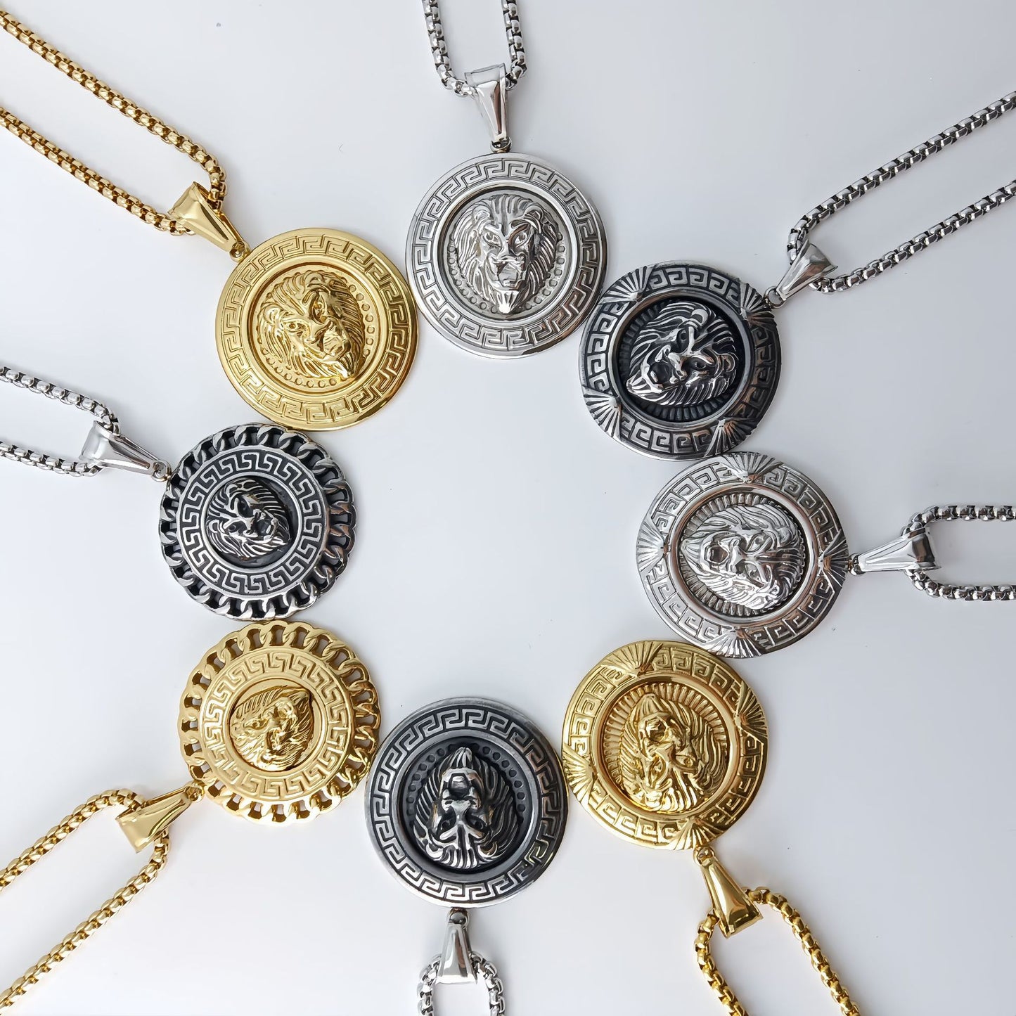 Roman Style Quadrilateral Pendant In 304 Stainless Steel With Electroplated Gold Plating And Polished Finish, Steel Color