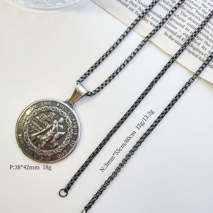 Roman Style Quadrilateral Pendant In 304 Stainless Steel With Electroplated Gold Plating And Polished Finish, Steel Color