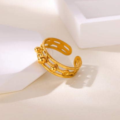 Ball Pattern Open Rings For Women In Copper With 18K Real Gold Plated Finish, Available In Golden