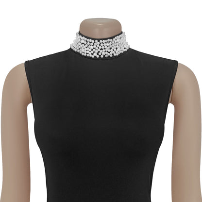 Elegant Solid Color Sleeveless Chiffon Midi Dress For Business Occasion