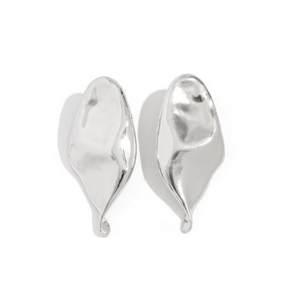 Asymmetrical Flowers Stud Earrings For Women In Zinc Alloy With Golden Plated Electroplated Finish