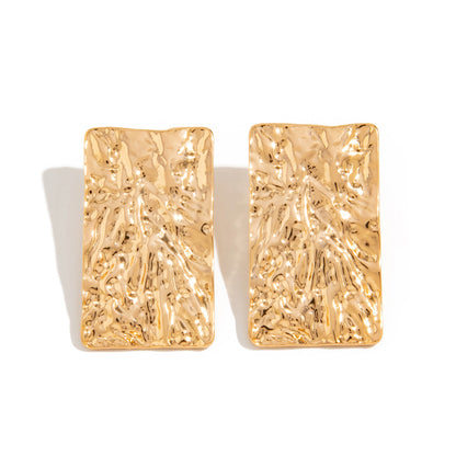 Asymmetrical Flowers Stud Earrings For Women In Zinc Alloy With Golden Plated Electroplated Finish