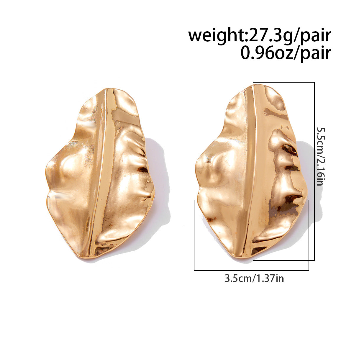 Asymmetrical Flowers Stud Earrings For Women In Zinc Alloy With Golden Plated Electroplated Finish