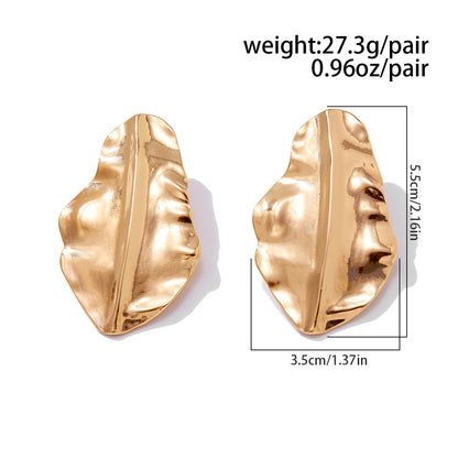 Asymmetrical Flowers Stud Earrings For Women In Zinc Alloy With Golden Plated Electroplated Finish