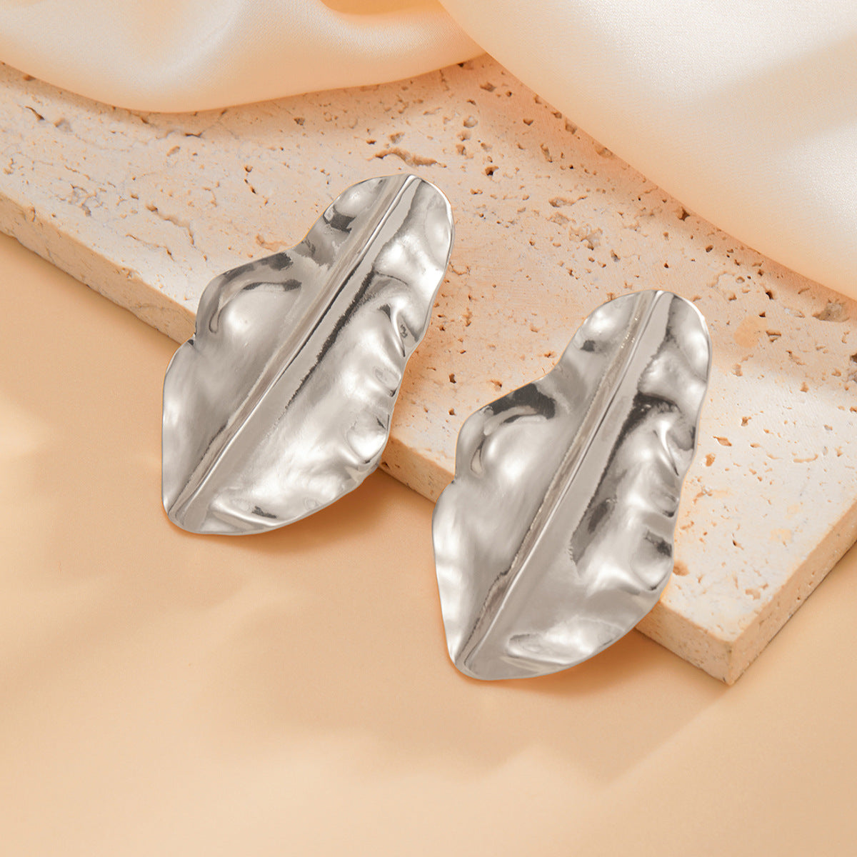 Asymmetrical Flowers Stud Earrings For Women In Zinc Alloy With Golden Plated Electroplated Finish
